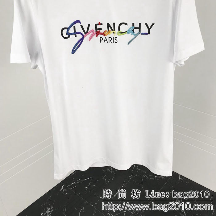 Gvc紀梵希 19ss早春新款 彩色字母刺繡短袖 精密刺繡工藝 定制面料 黑白雙色 男女同款 ydi2273
